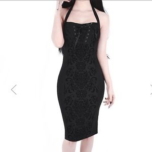 Killstar black halter fitted dress - NWOT